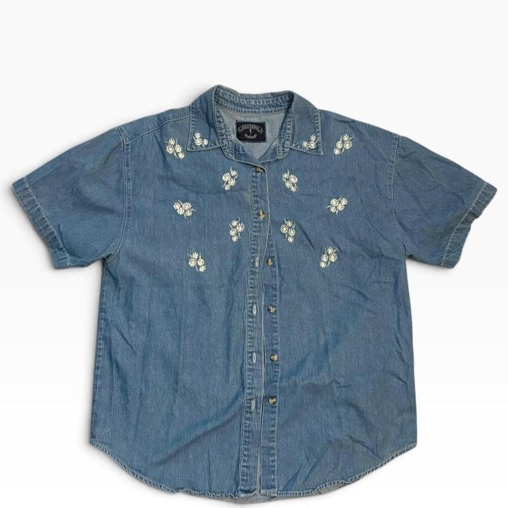 Vintage Solutions Short-Sleeve Denim Button-Down Shirt
